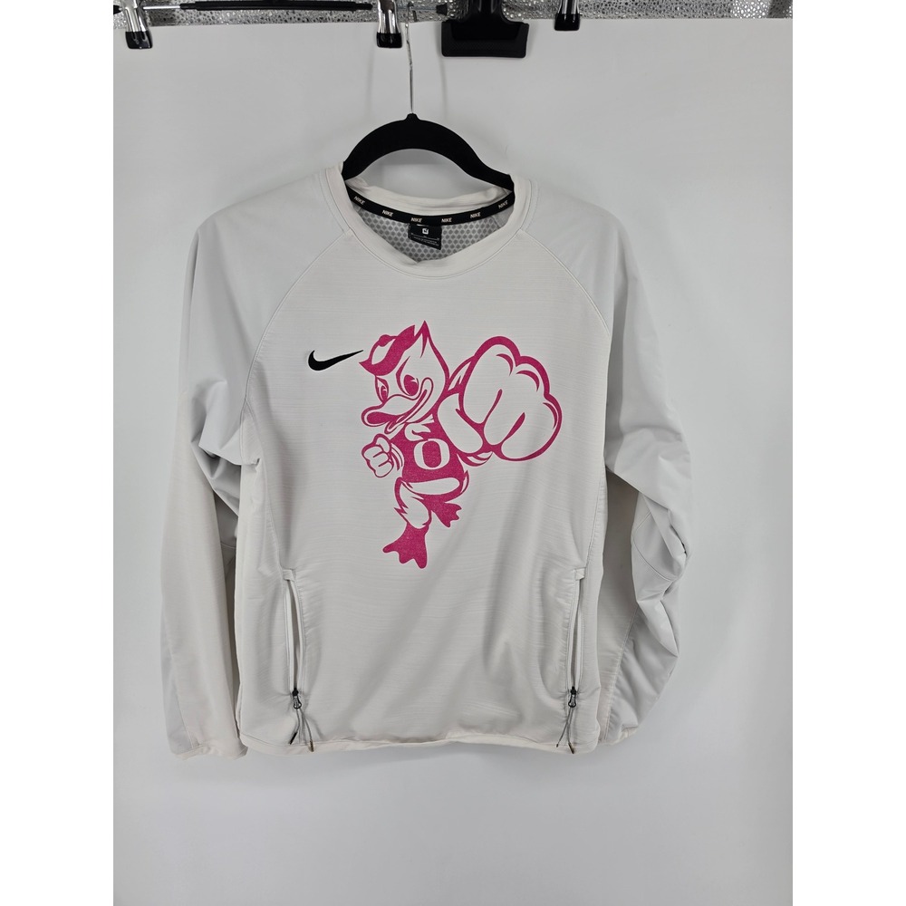 Nike Oregon Ducks Womens White Pink Glitter Fighting Duck Training Top Medium